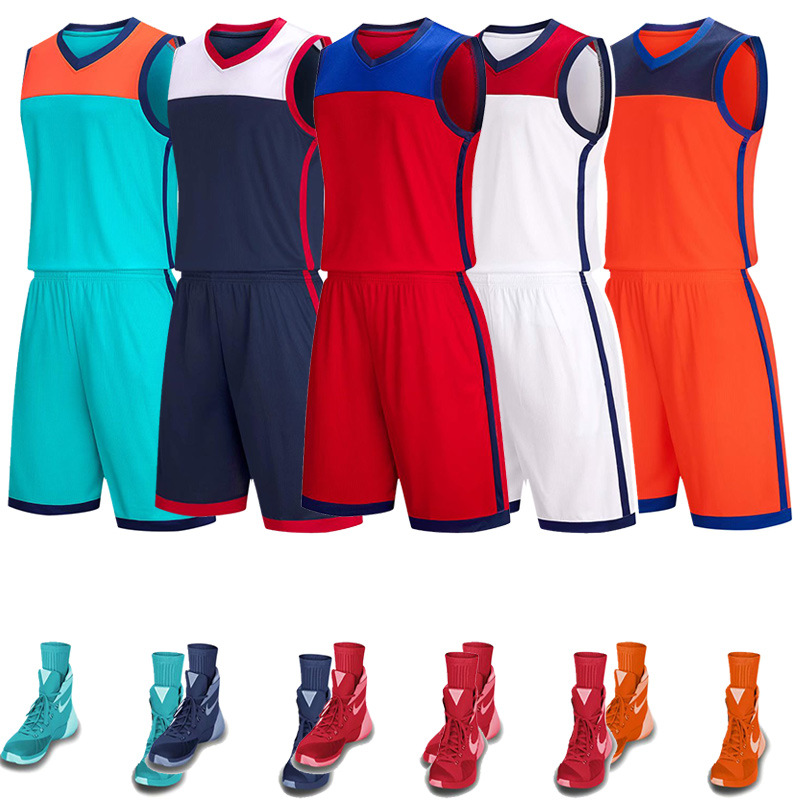 Basketball uniform set men's children's basketball uniform student competition training team uniform group purchase printing breathable vest Jersey women