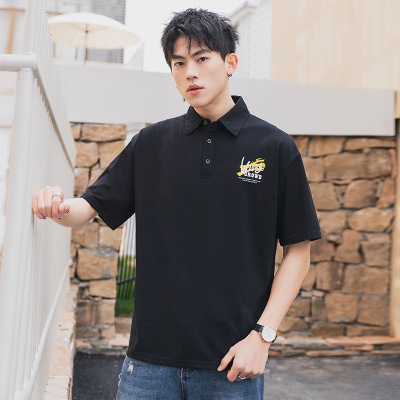 polo衫男2022夏季新款翻领短袖男潮牌体恤服装打底衫男半袖宽松衣