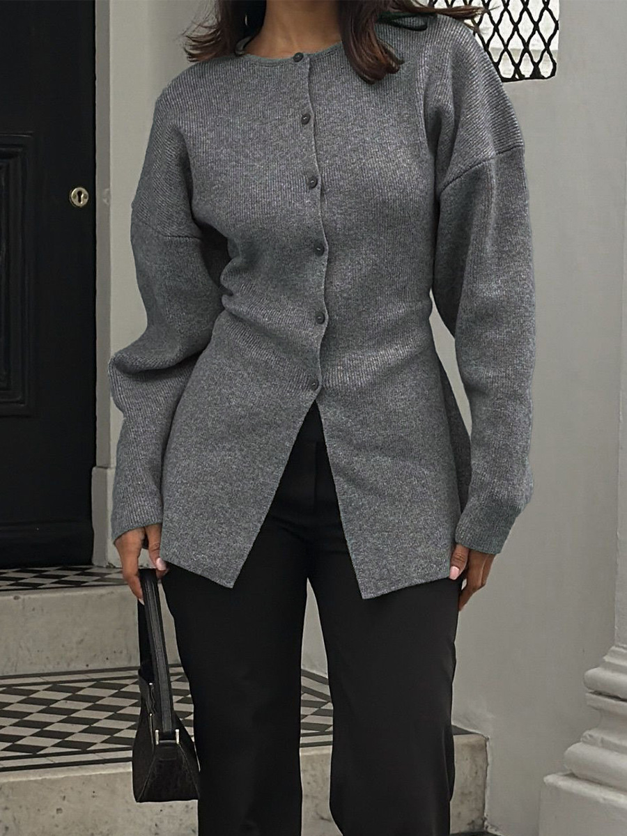 Suéter transfronterizo de otoño y invierno de Europa y los Estados Unidos 2026 nuevo tipo de cintura de botón de una sola fila de jersey cardigan temperamento delgado camisa de viaje image 2