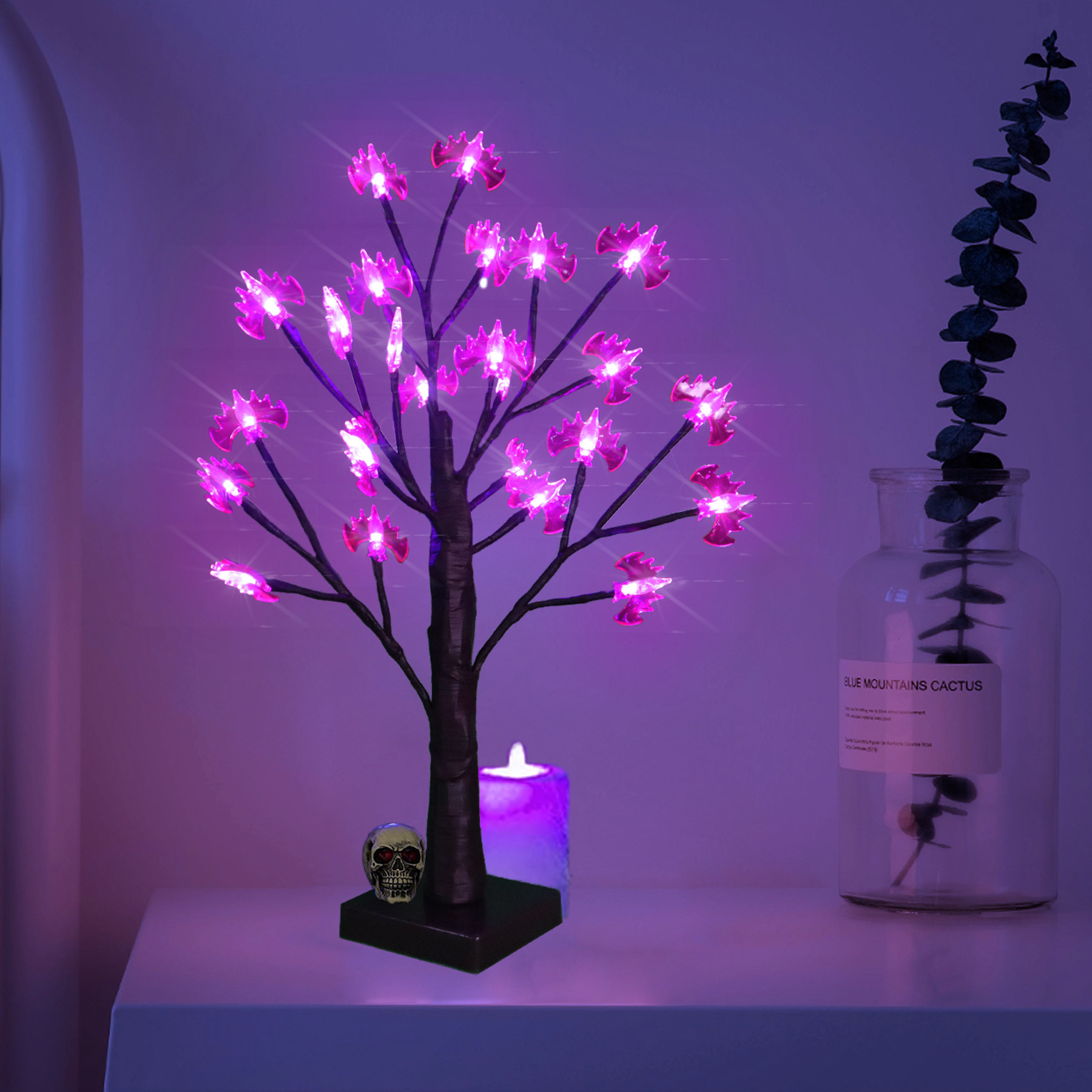 Venta directa de fábrica 2023 transfronteriza FIESTA DE Halloween bat araña luces LED árbol ambiente de vacaciones luces decorativas al por mayor