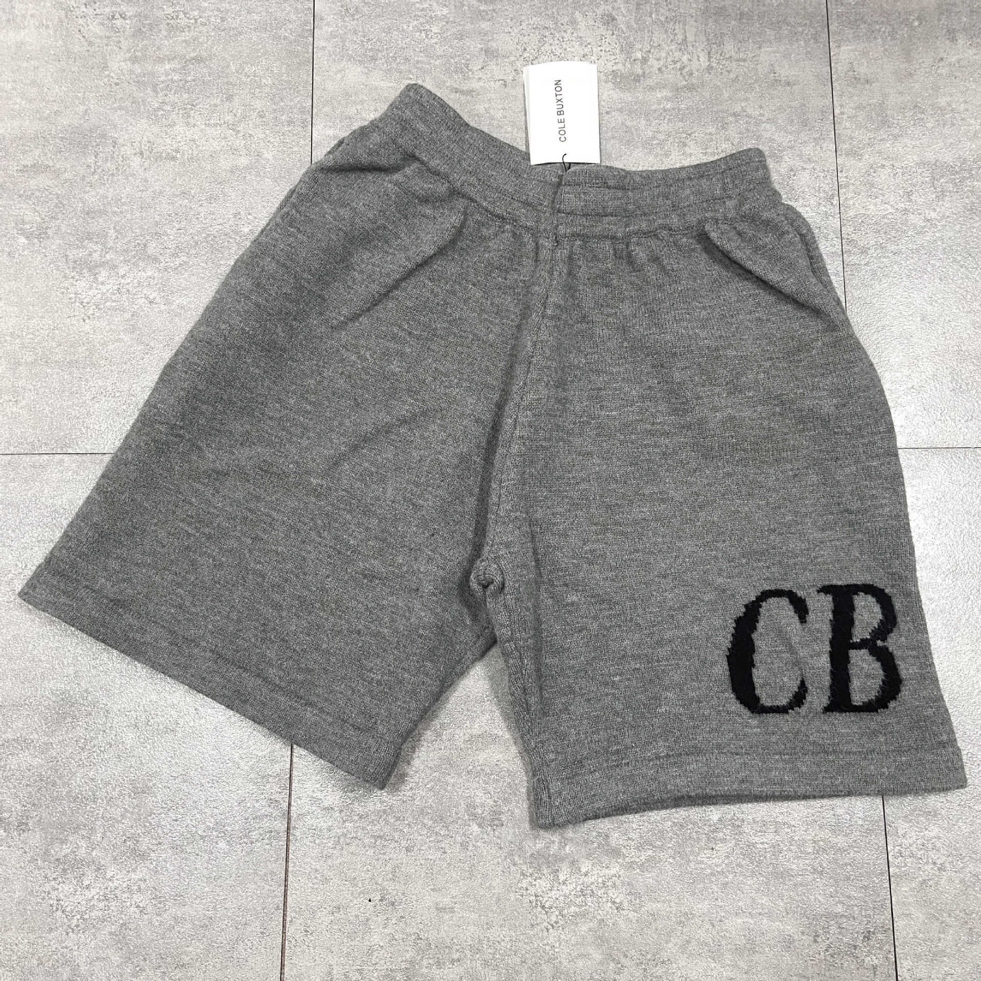 Cole Buxton Shorts Intarsia Knit Grey Marl