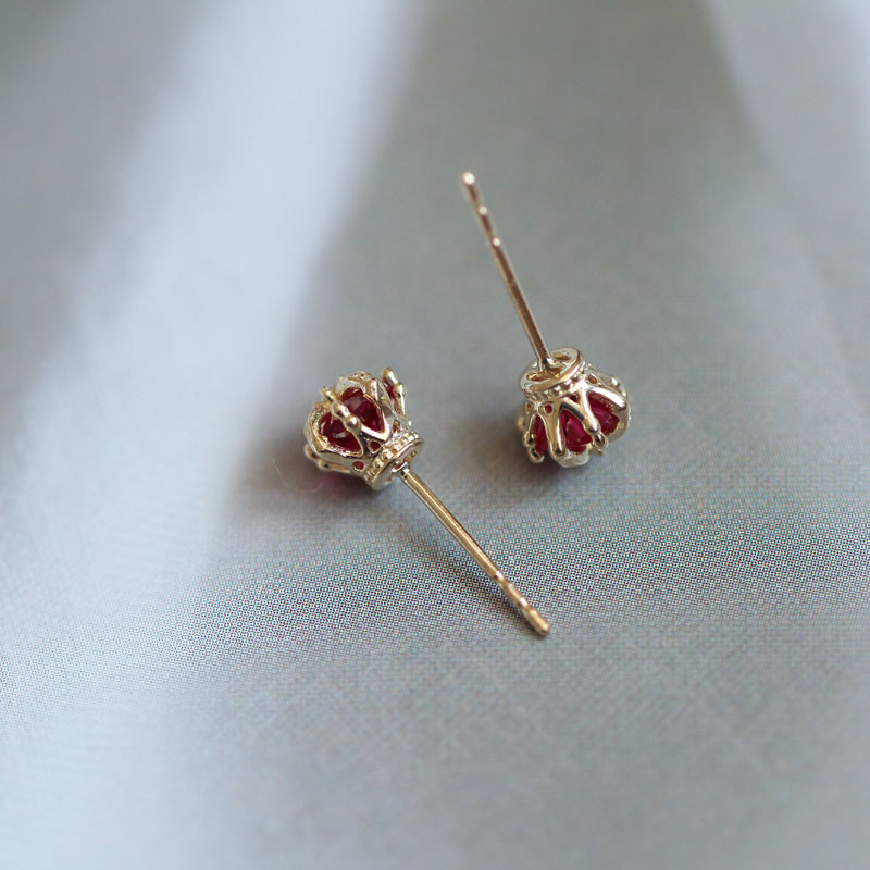 Stereo Crown Stud Earrings s925 Sterling Silver Gold Plated