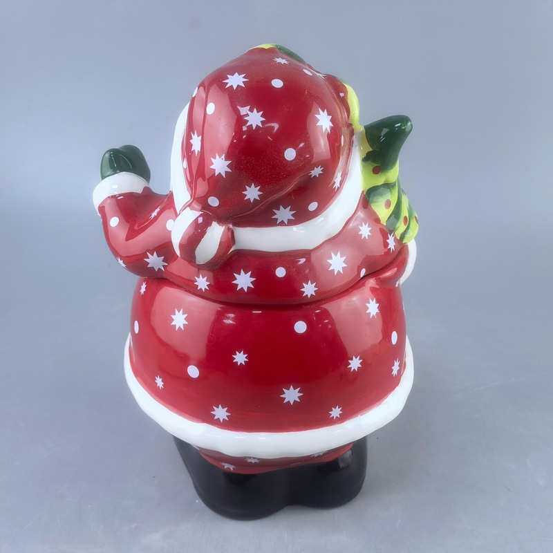 Cerámica Santa en forma de árbol de Navidad galletas en relieve pintado pan de jengibre casa de dulces y muñeco de nieve tanque de almacenamiento