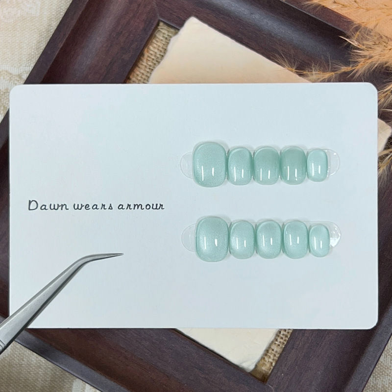 Xixiaoxi【Mint Mambo】Purely Handmade Wearable Nails with Cat-Eye Effect, Gentle and Elegant, Brightening Effect, Simple Handmade Wearable Nails Xixiaoxi【Mint Mambo】Purely Handmade Wearable Nails with Cat-Eye Effect, Gentle and Elegant, Brightening Effect, Simple Handmade Wearable Nails