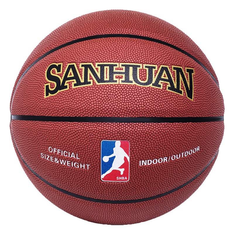 Sanhuan fábrica de baloncesto al por mayor N ° 6 N ° 7 N ° 5 entrenamiento de la competencia interior y exterior cemento piso absorción de humedad pu baloncesto letras
