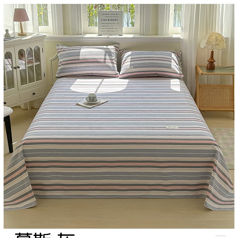 Verano 100 sábanas de tela gruesa vieja de algodón de una sola pieza de algodón algodón lino dormitorio estera edredón funda de almohada simple juego de tres piezas