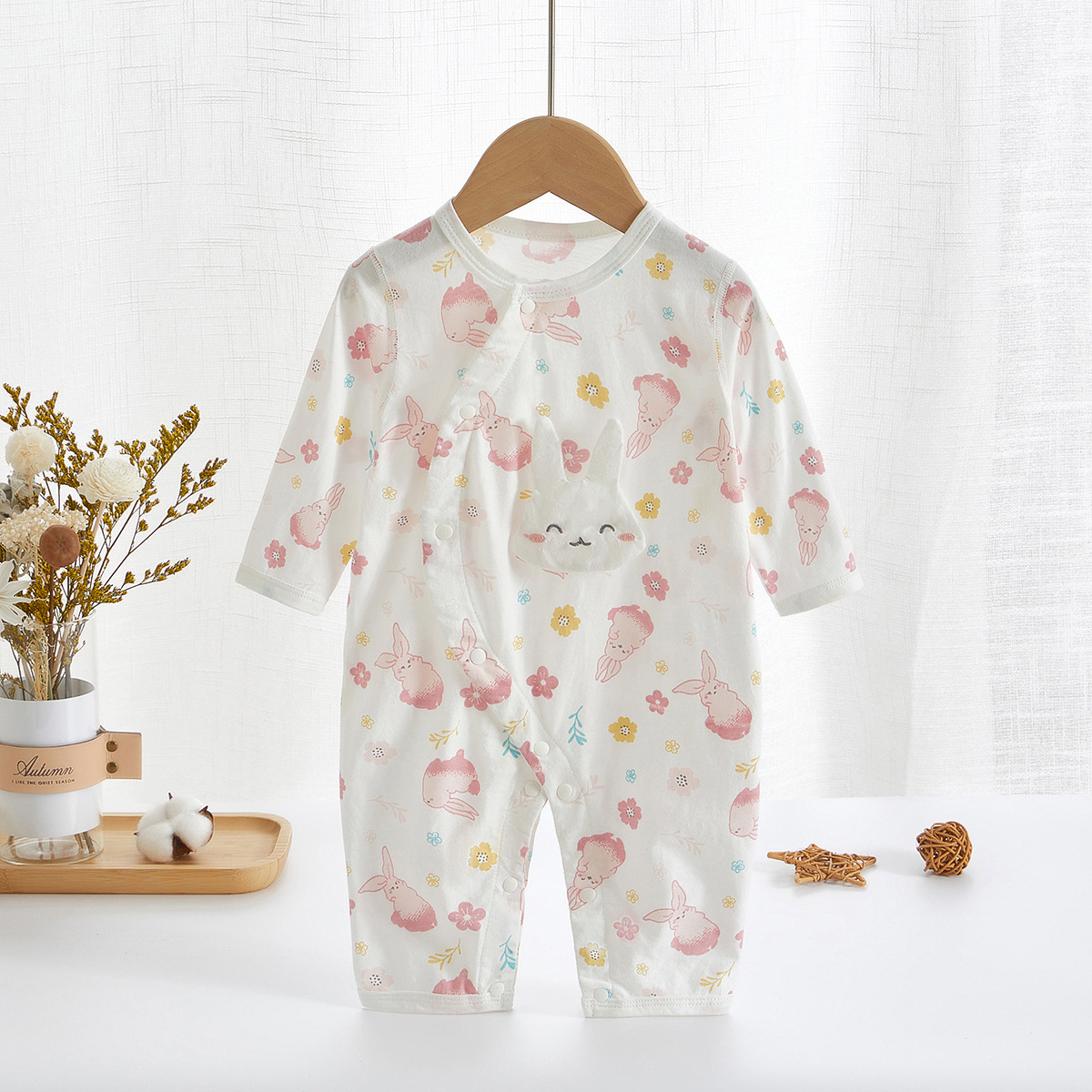 1443 pink rabbit long sleeve air conditioning suit