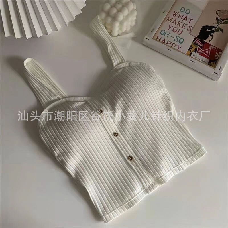 Beautiful Back Small Strap Chic Vest Women's Autumn Sweet Cool Thin Outer Wear 2023 New Base Top with Chest Pad