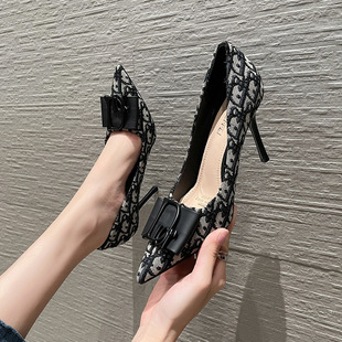 868-6 Korean Fashion Simple Women's Shoes Slim High Heels Stiletto Heels Ultra High Heel Shallow Mouth Pointed Sexy Single Shoes for Women