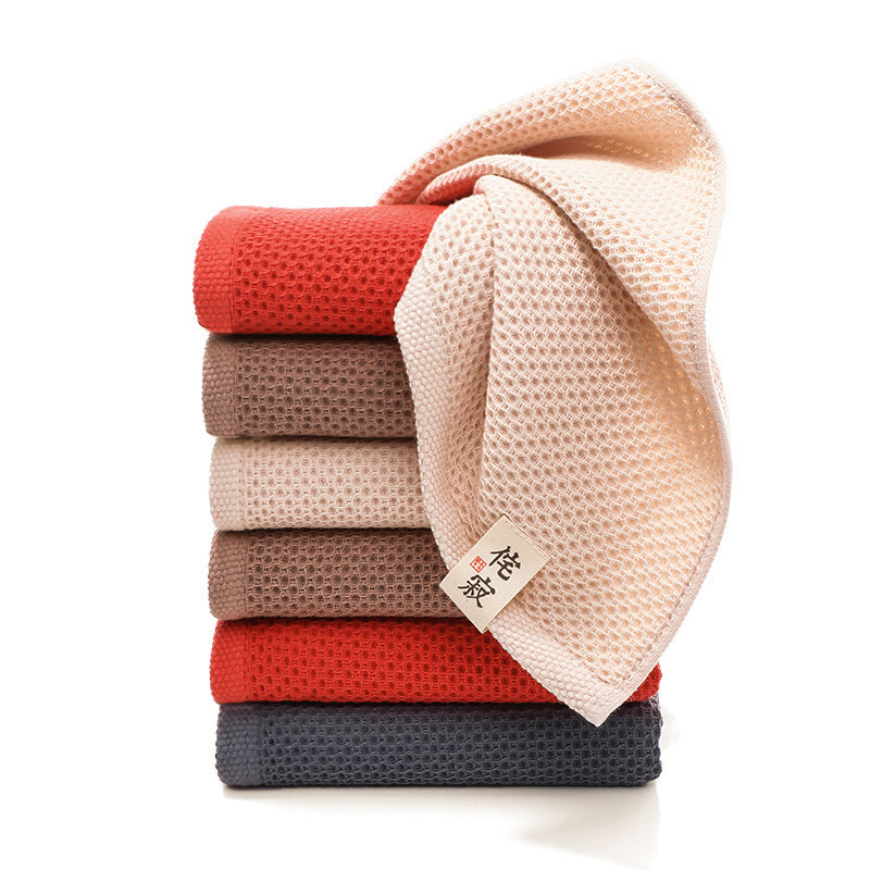 Honeycomb Cotton Towel Bath Towel Japanese Waffle Simple Cotton Absorbent Face Towel Amazon Cleaning Rag