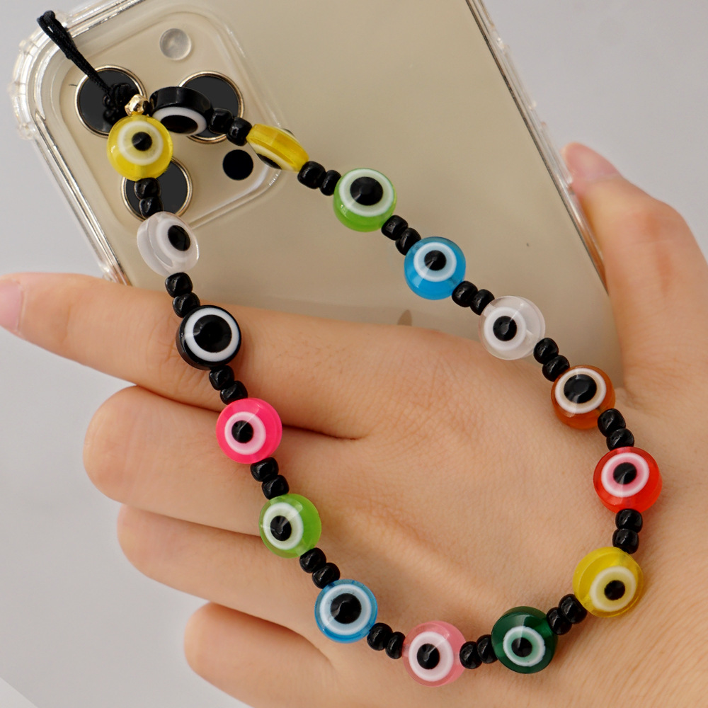 Ethnic Pearl Acrylic Mixed Color Eye Beaded Mobile Phone Lanyard display picture 1