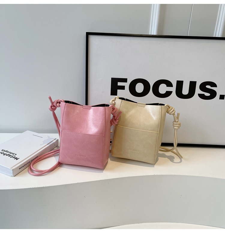2025 Summer Popular Mini Small Bags for Women New Solid Color Foreign Style Crossbody Bag Korean Style Textured Bucket Bag