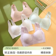 新款发育期少女初高中学生无痕透气舒适内衣固定杯运动防震背心