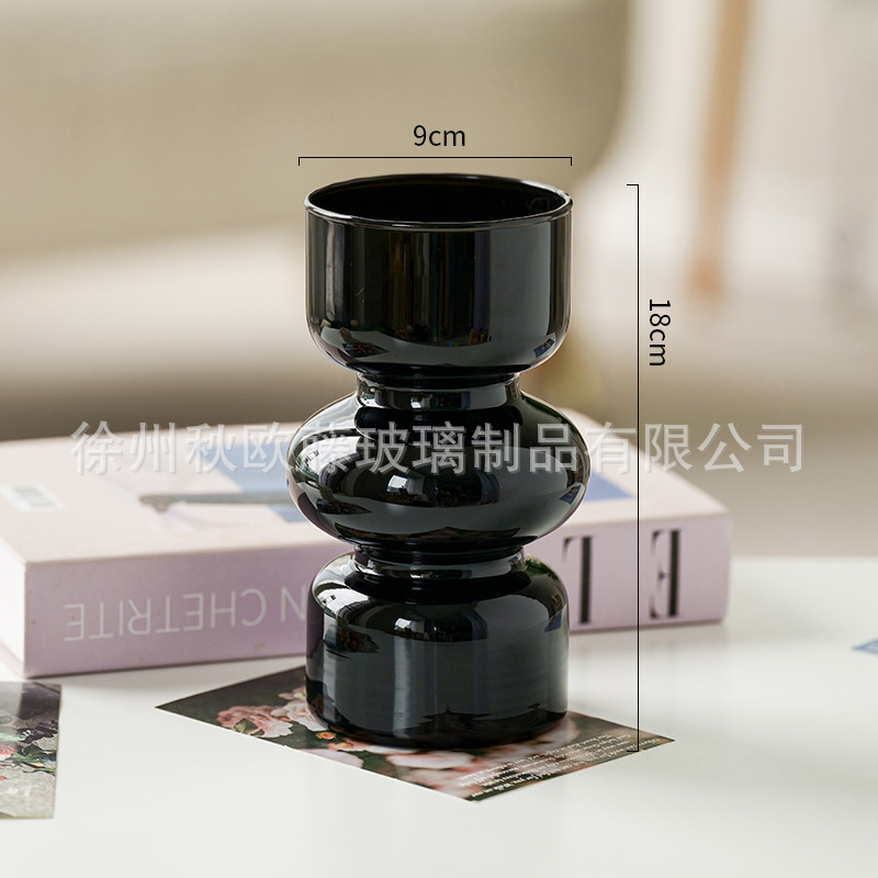 Jarrón de vidrio de barril cónico, estilo nórdico, simple, grande, jarrón transparente, arreglo floral, decoración de escritorio de alta gama, sala de estar