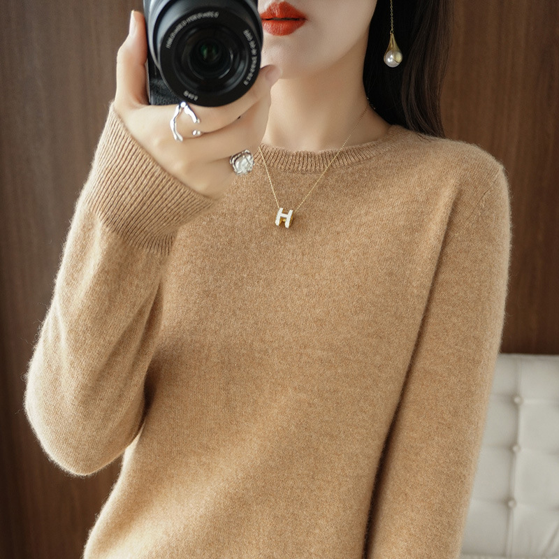 2023 New Autumn and Winter Woolen Knitwear Korean Style Loose Knitted Knitwear Lace Collar Round Neck Knitwear Women's Long-Sleeved Outer Top 2023 New Autumn and Winter Woolen Knitwear Korean Style Loose Knitted Knitwear Lace Collar Round Neck Knitwear Women's Long-Sleeved Outer Top