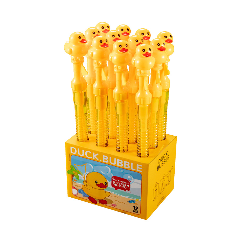 Little Yellow Duck Western Sword Bubble stick Big Bubble sword stick juguete para niños burbuja de mano que sopla niño niña suplemento líquido