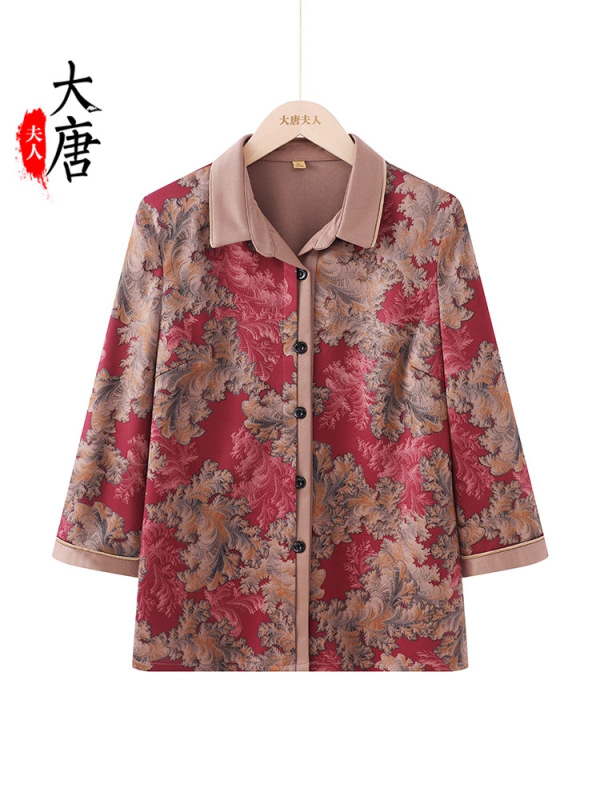 中老年人夏装女奶奶洋气衬衫老年妈妈上衣七分袖老人衣服2025新款|undefined