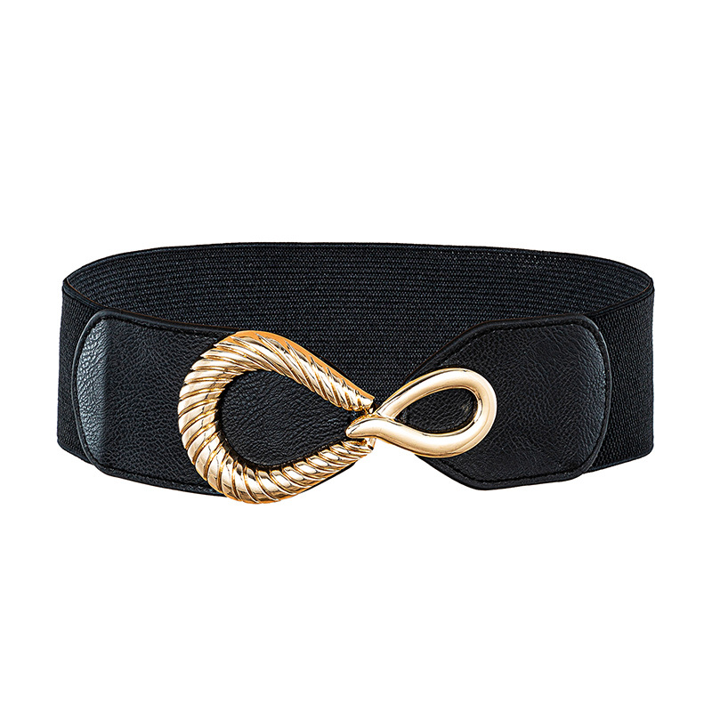 Cinturón Ancho Retro para Mujer de Tela Tejida, Elástico, para Falda y Vestido