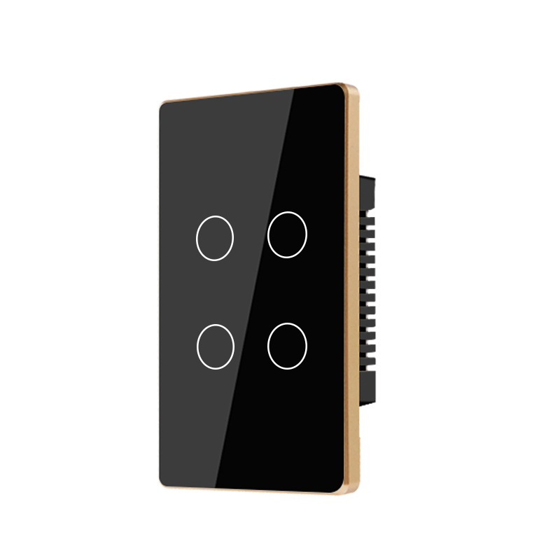 Interruptor Táctil Inteligente WiFi Tuya Tipo 120 Estándar Estadounidense, Marco de Aleación de Aluminio, Control Remoto por Aplicación, Control por Voz con Alexa