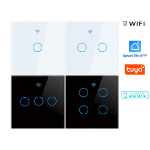 European Standard Graffiti Wifi Smart Switch Zero Fire Line/Single Zero Fire Universal Touch Switch App Control Button Backlight