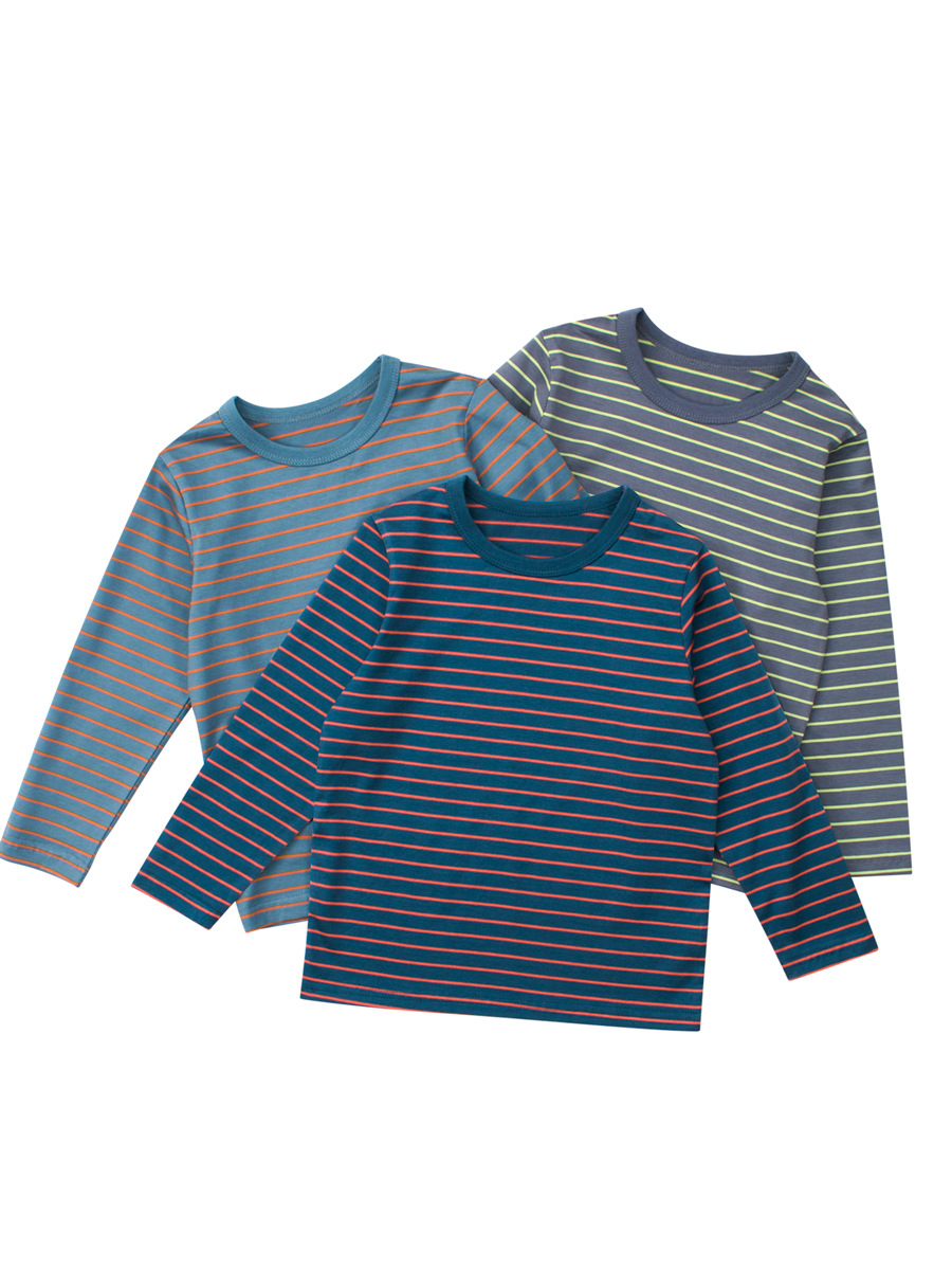 Promoción especial de ropa para niños de marca nueva camiseta de manga larga para niños ropa de bebé camisa de fondo cuello redondo rayas al por mayor