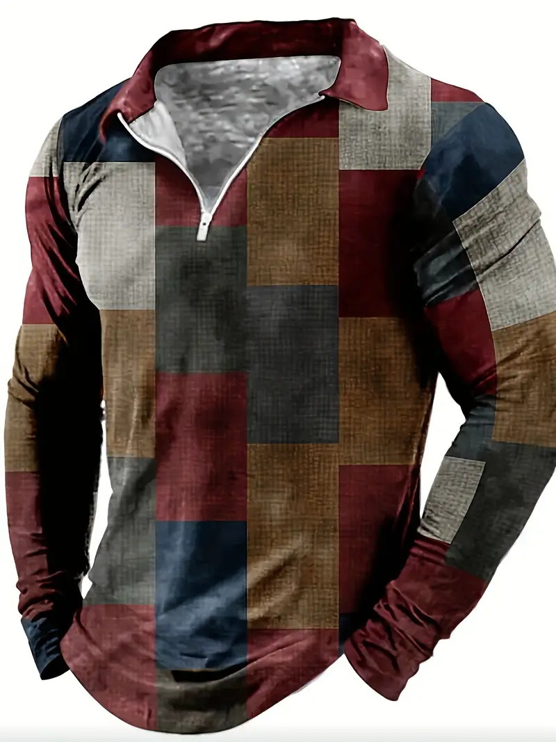 Camisa POLO de manga larga clásica de todo fósforo para hombre otoño nuevo suéter cálido con cremallera MB14