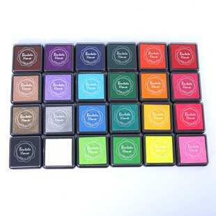Korea stationery 24 color 5*5cm color inkpad DIY hand account printing table seal partner spot inkpad wholesale