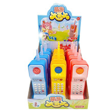 儿童电话玩具大哥大带声音灯光糖果一盒12只儿童仿真手机商超批发