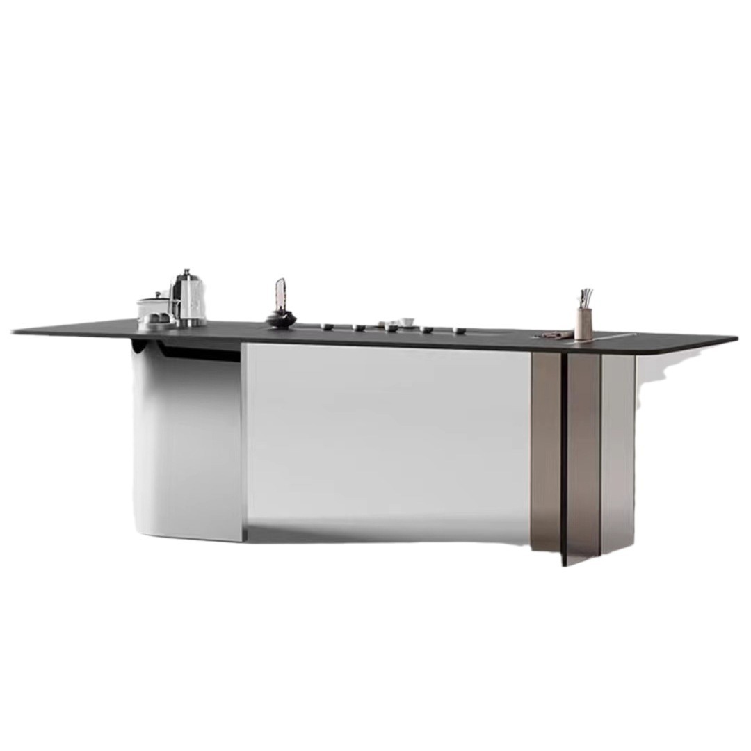 Balcony tea table light luxury modern rock plate acrylic suspension base tea tray electric appliance integrated home living room tea table