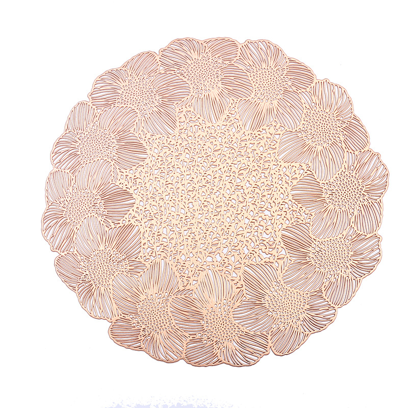 Transfronterizo Amazon anillo de flor redonda hoja PVC mantel mantel creativo pétalo de alta calidad ligero restaurante de lujo cojín de aislamiento al por mayor