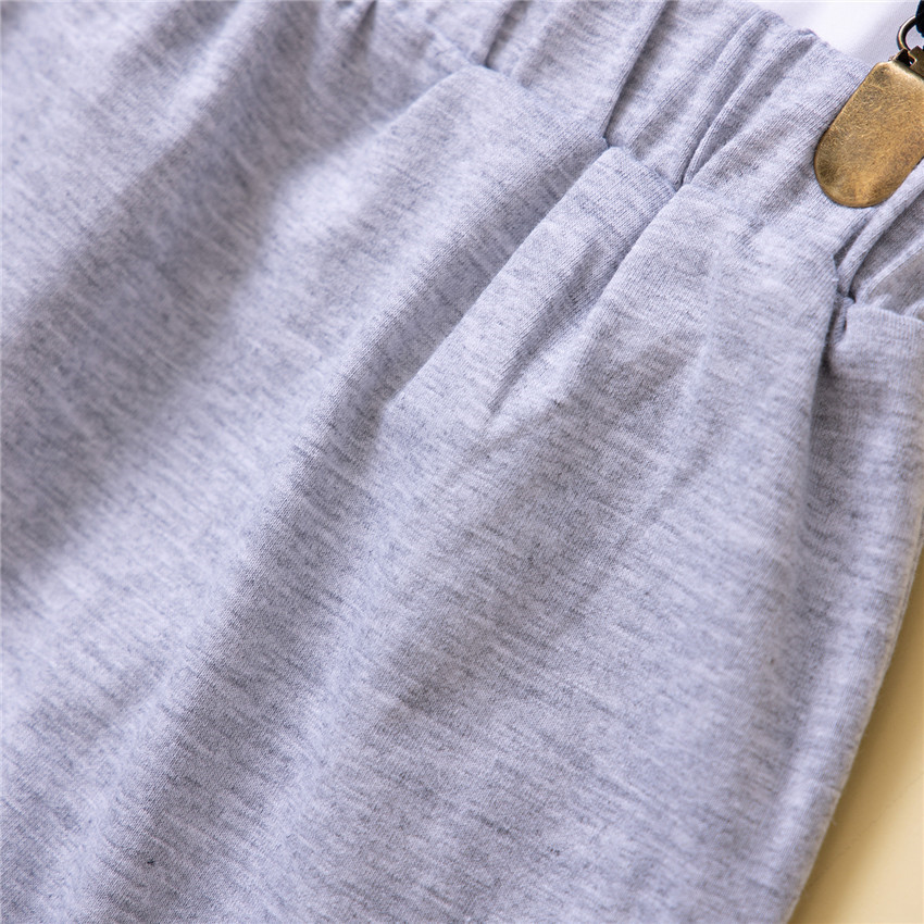 Spring and Autumn New Gentleman's Set Fashion Boys' Baby White Tie Shirt+Strap Pants_voghion.com