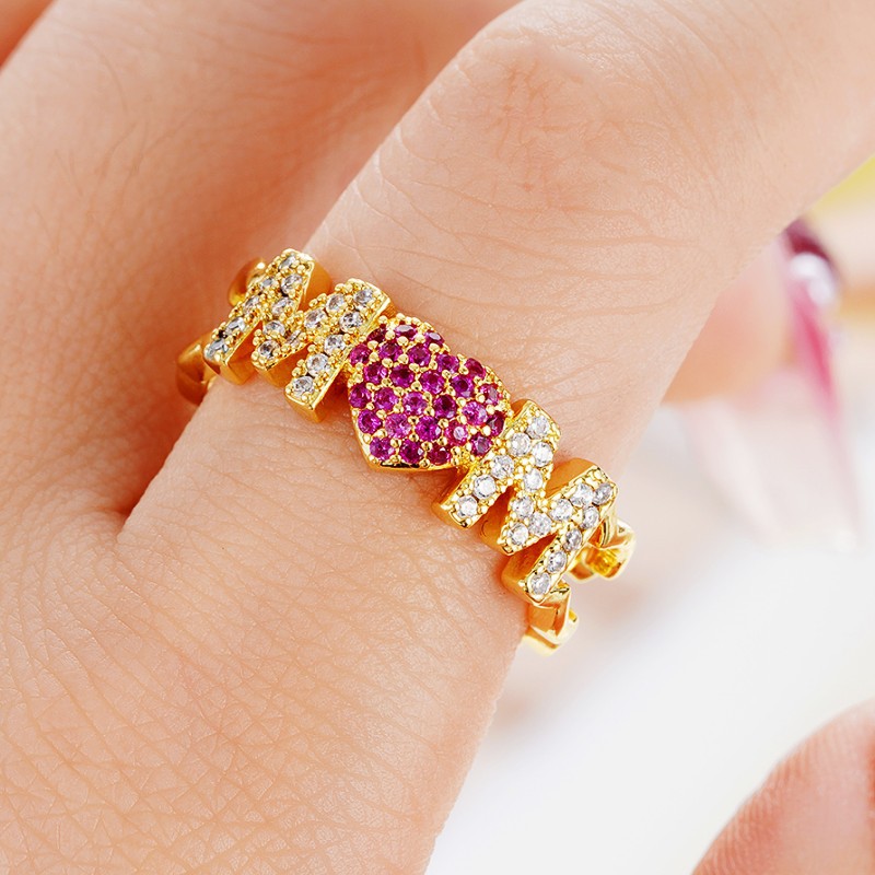 6g Weight Zircon Inlay Material Open Rings Classification Adjustable Ring Size 1 Piece Quantity Daily, Street Occasion Copper Material Letter, Heart Shape Pattern Women's Gender Inlay Design Shiny Style Shiny Letter Heart Shape Copper Inlay Zircon Open Rings 26