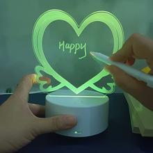 跨境热销款diy自作手写留言板发光玻璃水彩画学生创意桌面小夜灯