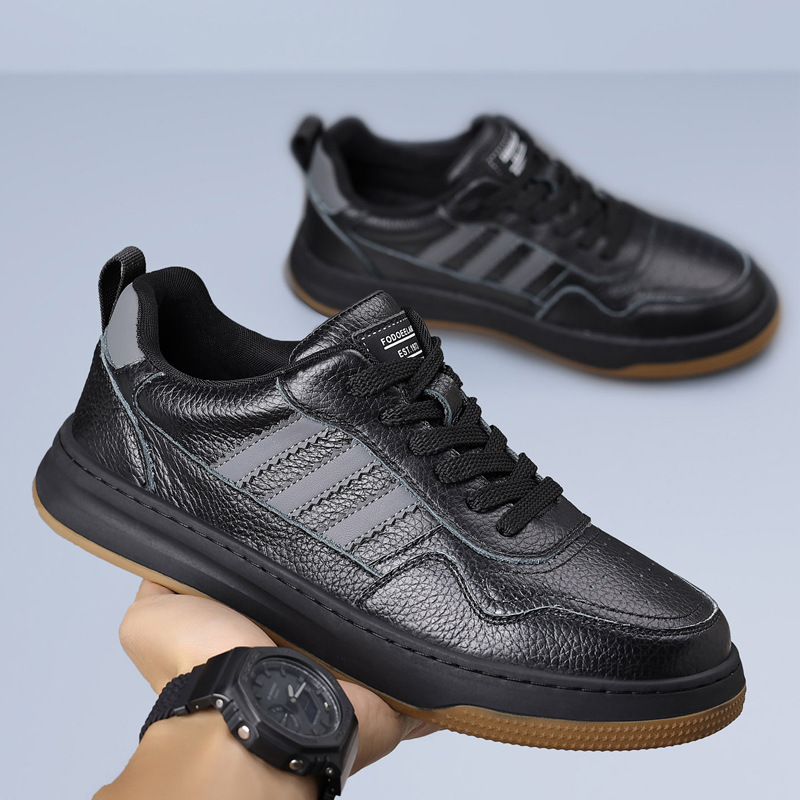 Zapatos casuales de cuero de vaca para hombres, zapatos de suela gruesa, marca de moda, zapatos de cuero transpirables, zapatos blancos para hombres, zapatos para hombres