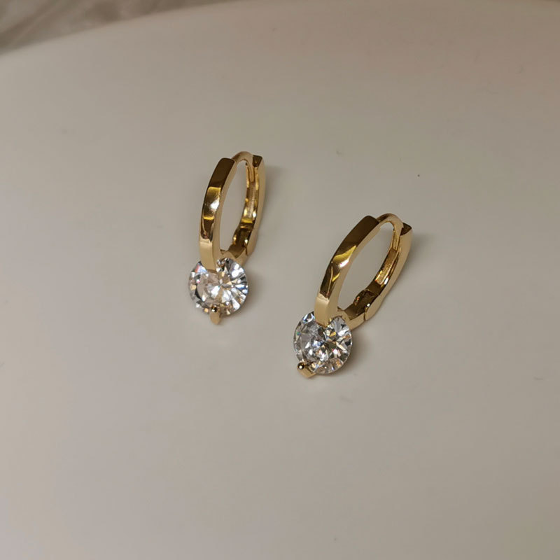 Zircon Inlay Material Earrings Classification 1 Pair Simple Style Solid Color Inlay Copper Zircon Earrings