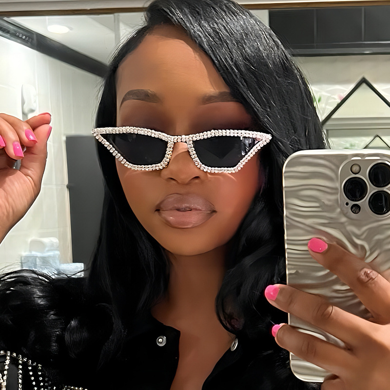 36g Weight Full Frame Glasses Structure Sunglasses Classification Ac, UV400 Protection Lens Material Cat Eye Glasses Style Streetwear Gradient Color Leopard Ac UV400 Protection Cat Eye Diamond Full Frame Women's Sunglasses