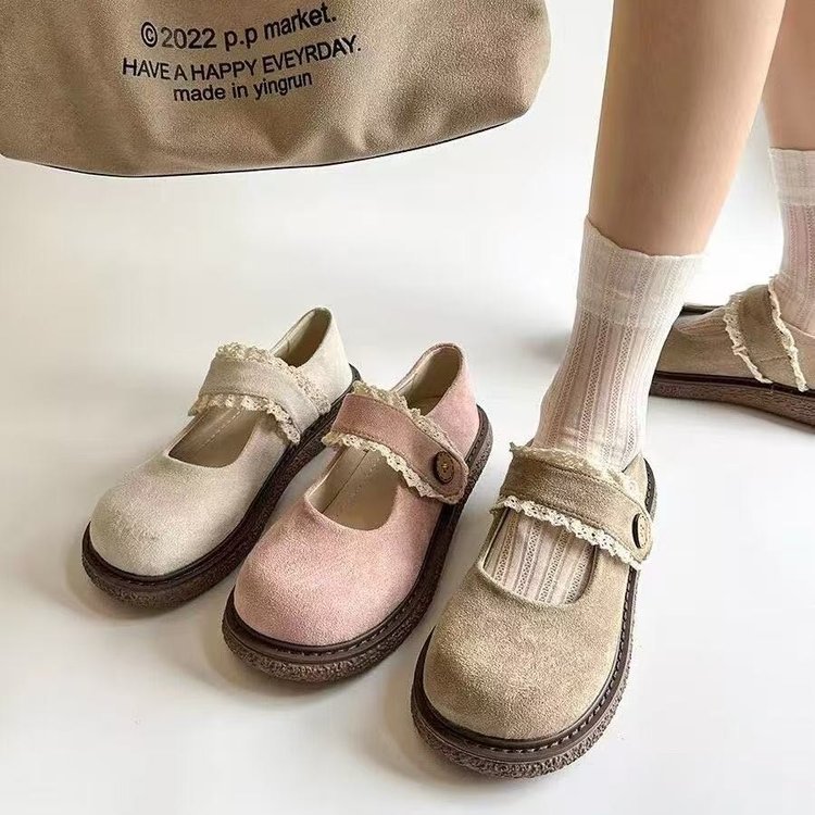 College Velcro zapatos para mujeres 2025 otoño nuevo estilo multifuncional aumento de altura suave retro zapatos superficiales