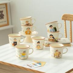 卸売り家族クリエイティブマグカップ高颜値漫画陶磁器カップ家庭用カップル朝食カップかわいいお土産