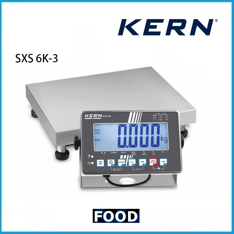 6kg 不锈钢平台秤 带不锈钢IP68显示屏 SXS 6K-3 KERN品牌