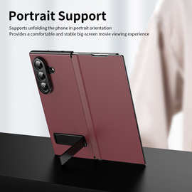 适用三星ZFold7折叠屏手机壳d6轻奢素皮磁吸翻盖皮套d5金属折叠