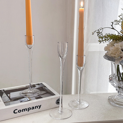 European transparent glass candle holder creative romantic fashionable goblet style wedding hotel restaurant sample soft decoration