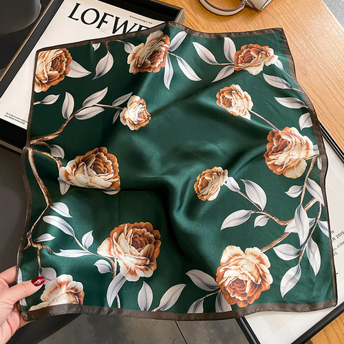  Temperament silk square scarf for women, spring, autumn and summer mulberry silk decorative scarf with shirt scarf gauze scarf
