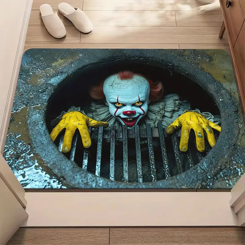 Transfronterizo temu Halloween alfombra de terciopelo de cristal 3D estereoscópica puerta de entrada fácil de cuidar alfombra de pies resistente al desgaste
