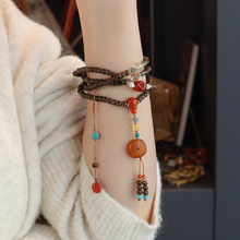 108颗天然一线沉香木手串蜜蜡平安扣手链玛瑙喜财葫芦显白佛珠