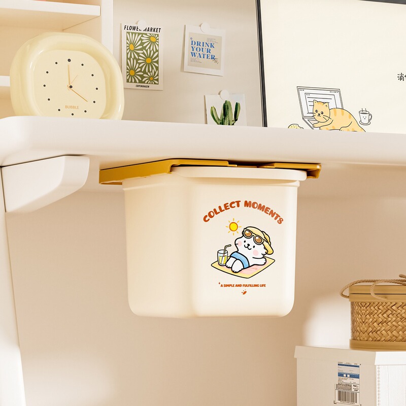 Under-Desk Trash Can, Drawer-Type Invisible Desk Stationery Multi-Functional Storage Box, Hanging Desk Paper Basket Storage Box Under-Desk Trash Can, Drawer-Type Invisible Desk Stationery Multi-Functional Storage Box, Hanging Desk Paper Basket Storage Box