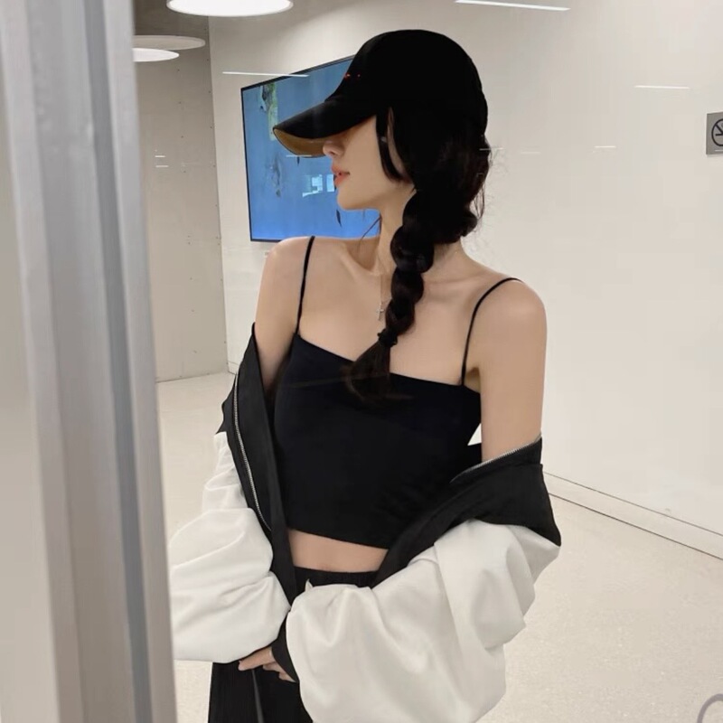 Japanese Huagejia Camisole with Built-In Bra Pads for Spring, Summer, Autumn, and Winter, Featuring a Beautiful Back Design, Slight Imperfections