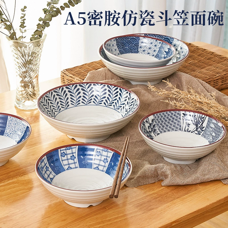 Коммерческая сине-белая фарфоровая миска для супа с лапшой