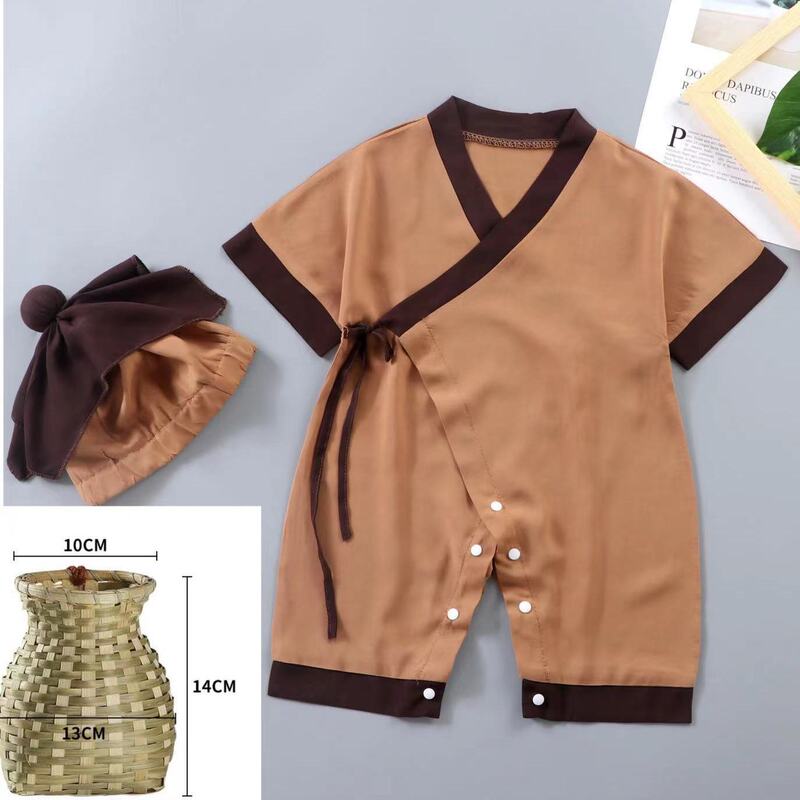 ベビー夏薄手ジャンプスーツ子供中国風半袖漢服ベビーインターネットセレブ洋風僧服|undefined
