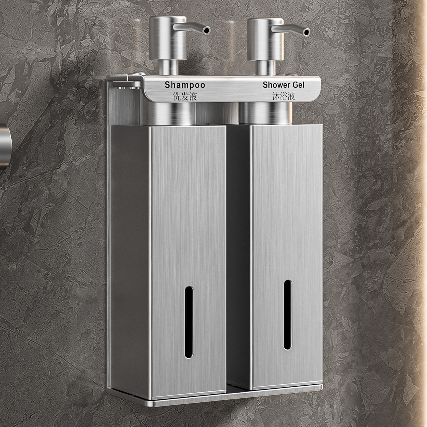 Dispensador de jabón de acero inoxidable 304 para hoteles, antirrobo y antirrecarga, soporte para botella de acero inoxidable, suministro transfronterizo