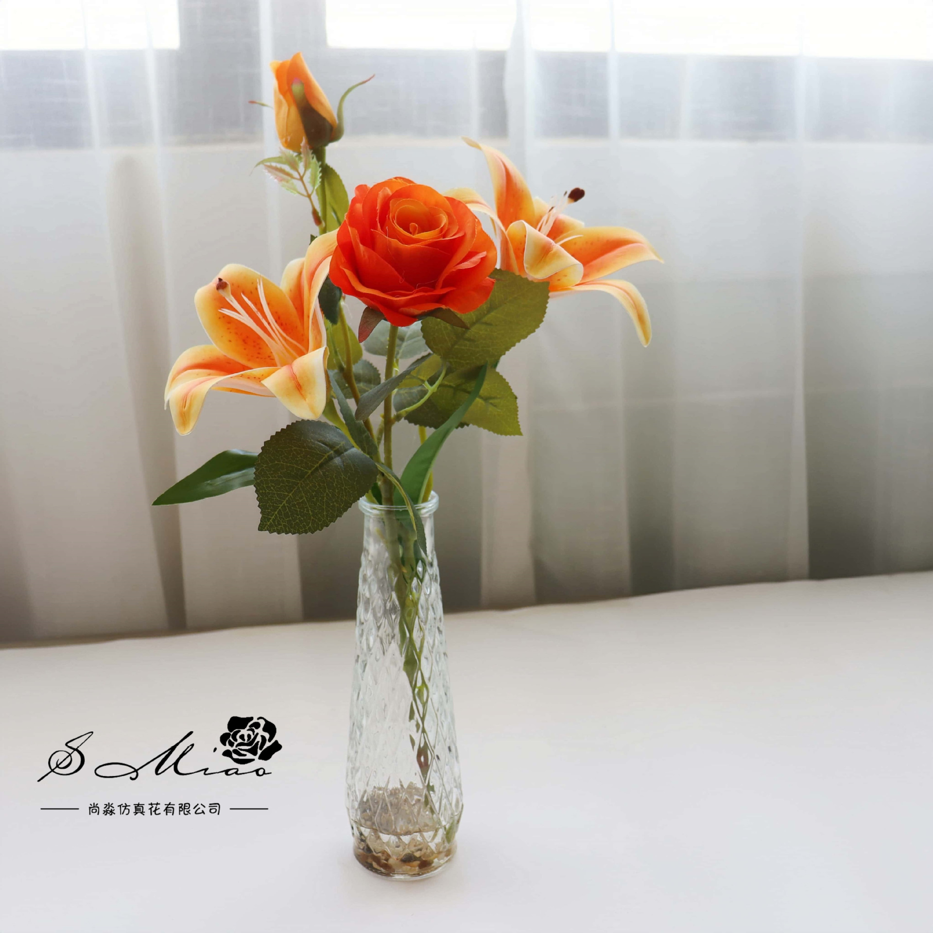 Flores falsas de vidrio de agua falsas flores de rosa bonsai flor de moda decoración creativa plantación verde artificial simulación maceta image 5